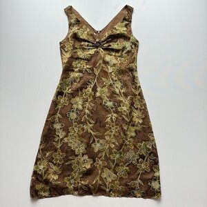 Tommy Bahama Silk Floral Dress- Brown/Green- Size 6